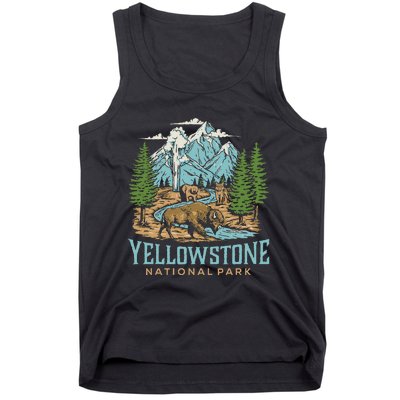 Yellowstone Us National Park Wolf Bison Bear Tank Top