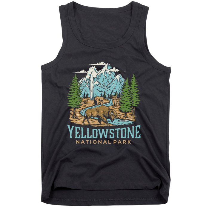 Yellowstone Us National Park Wolf Bison Bear Tank Top