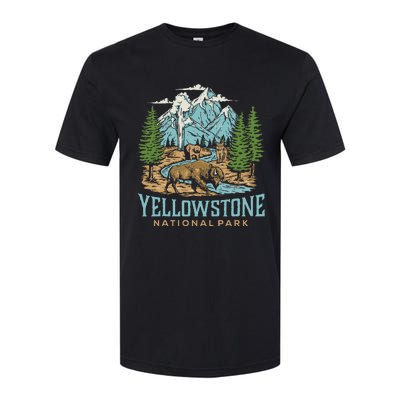 Yellowstone Us National Park Wolf Bison Bear Softstyle CVC T-Shirt