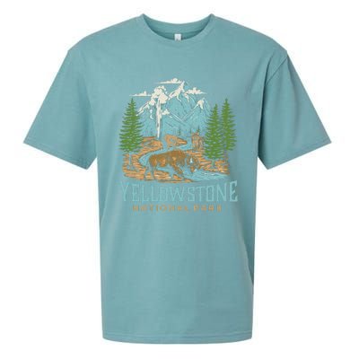 Yellowstone Us National Park Wolf Bison Bear Sueded Cloud Jersey T-Shirt