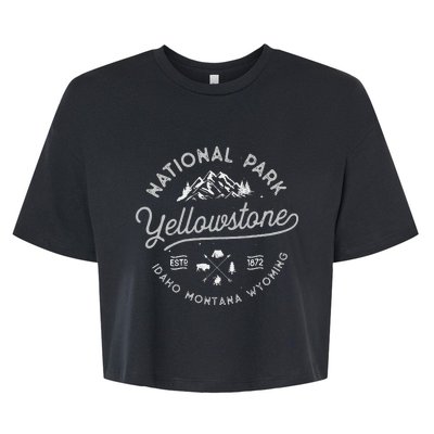 Yellowstone US National Park Bison Buffalo Vintage Men Women Bella+Canvas Jersey Crop Tee