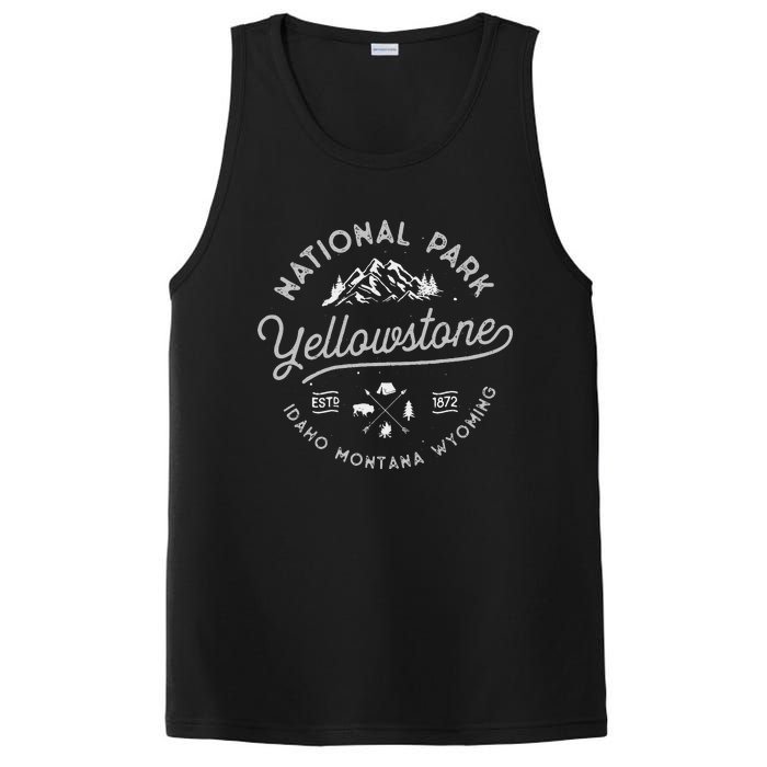 Yellowstone US National Park Bison Buffalo Vintage Men Women PosiCharge Competitor Tank