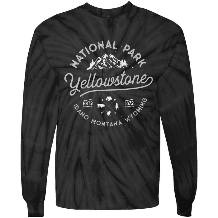 Yellowstone US National Park Bison Buffalo Vintage Men Women Tie-Dye Long Sleeve Shirt