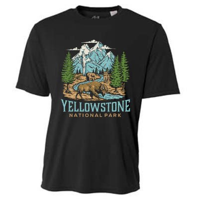 Yellowstone Us National Park Wolf Bison Bear Vintage Gift Cooling Performance Crew T-Shirt