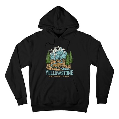 Yellowstone Us National Park Wolf Bison Bear Vintage Gift Hoodie