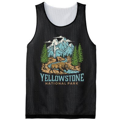 Yellowstone Us National Park Wolf Bison Bear Vintage Gift Mesh Reversible Basketball Jersey Tank