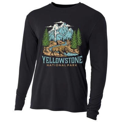 Yellowstone Us National Park Wolf Bison Bear Vintage Gift Cooling Performance Long Sleeve Crew