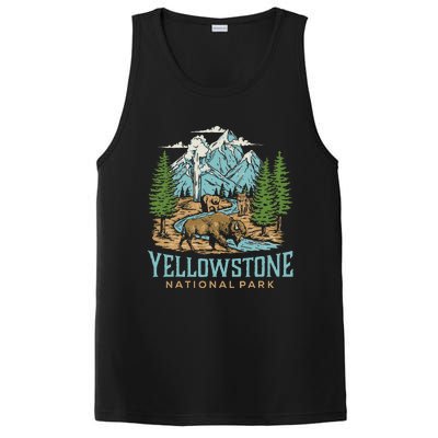 Yellowstone Us National Park Wolf Bison Bear Vintage Gift PosiCharge Competitor Tank