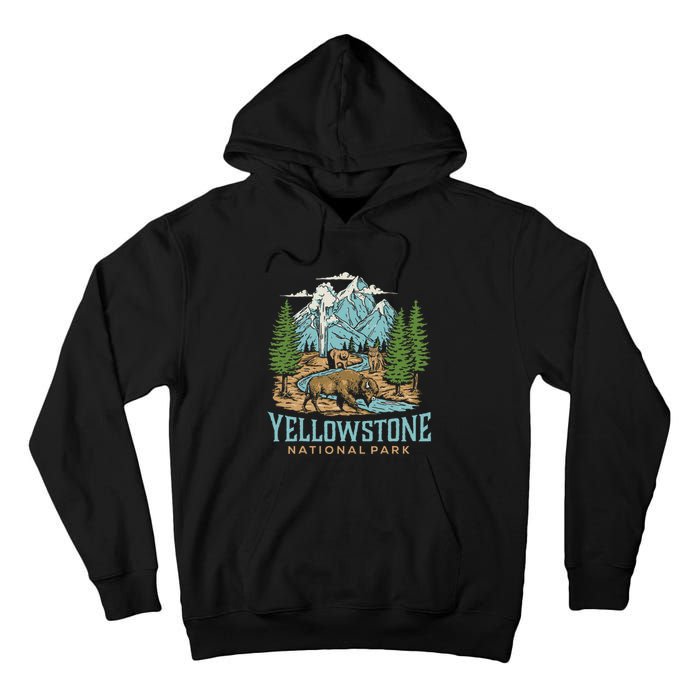 Yellowstone Us National Park Wolf Bison Bear Vintage Gift Tall Hoodie