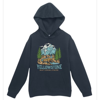 Yellowstone Us National Park Wolf Bison Bear Vintage Gift Urban Pullover Hoodie