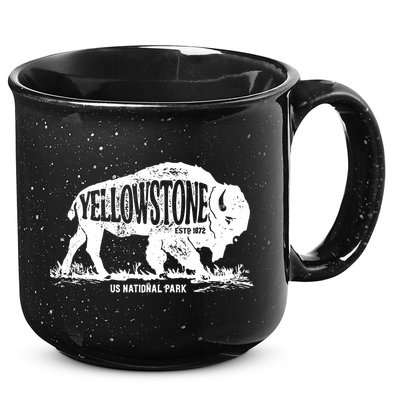 Yellowstone US National Park Bison Buffalo Vintage Men Women 15oz Campfire Ceramic Mug
