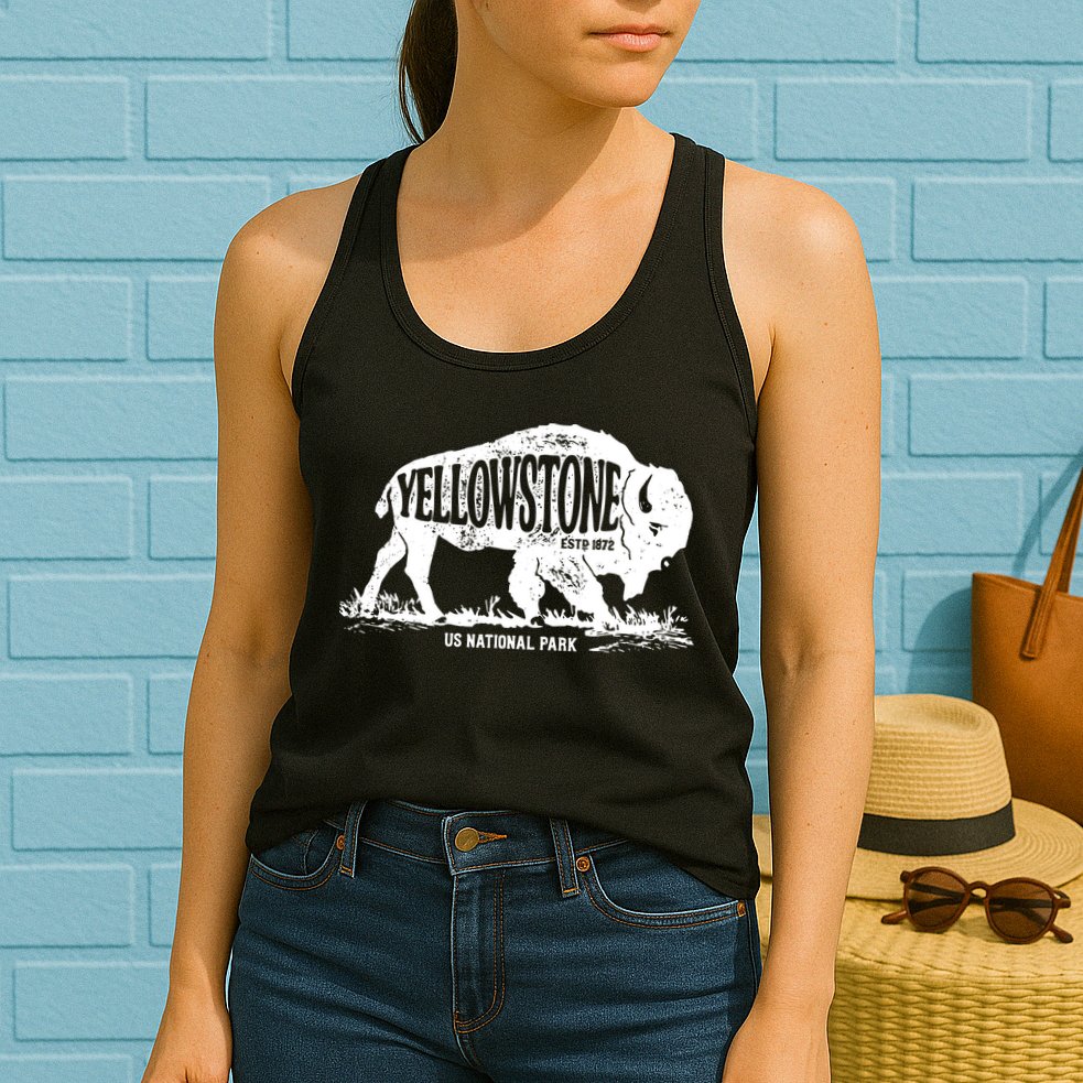 Yellowstone US National Park Bison Buffalo Vintage Men Women Womens Tank Top