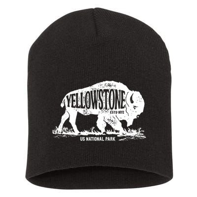 Yellowstone US National Park Bison Buffalo Vintage Men Women Short Acrylic Beanie