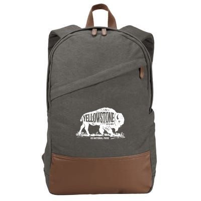 Yellowstone US National Park Bison Buffalo Vintage Men Women Cotton Canvas Backpack