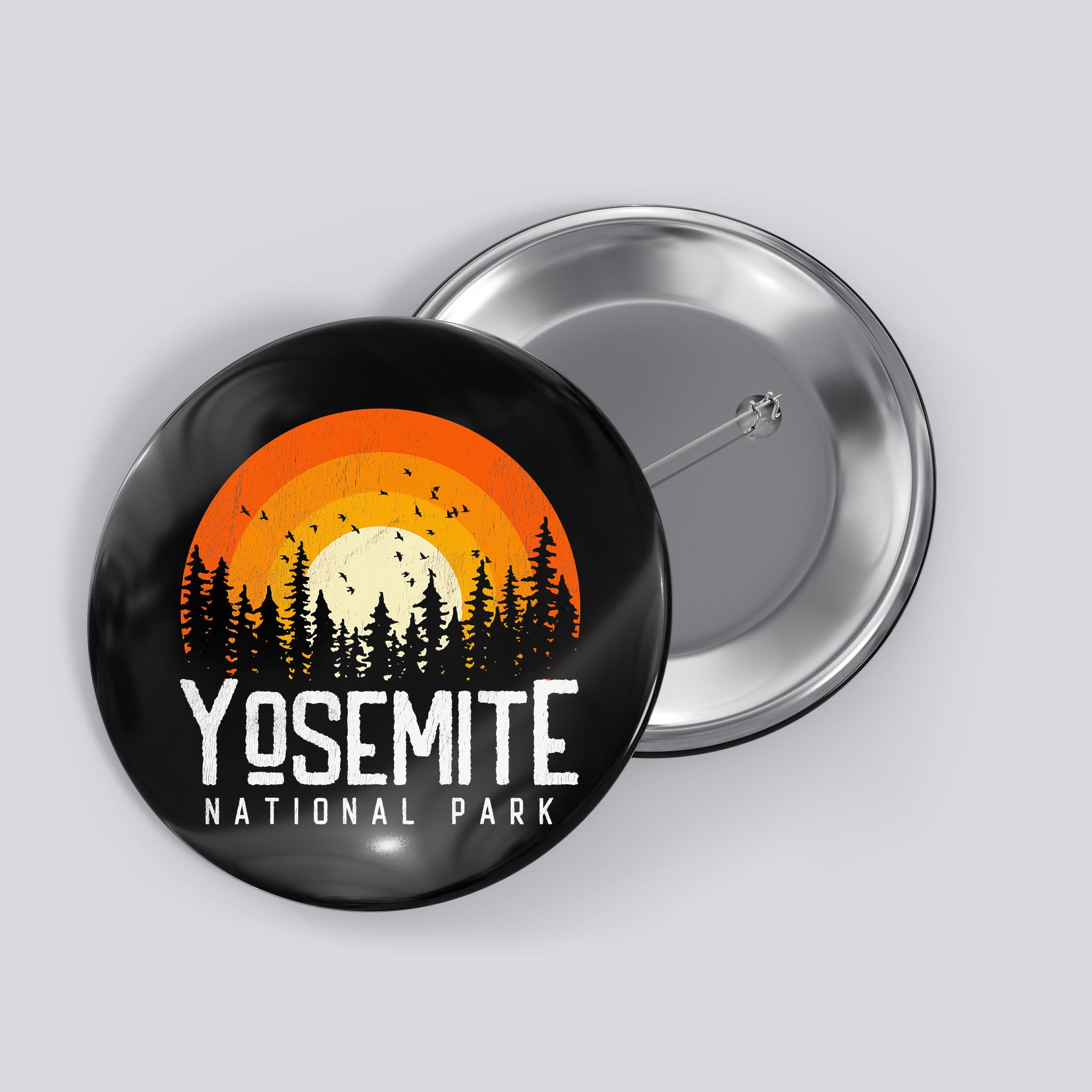 Yosemite US National Park Retro Style Vintage 70s 80s Button
