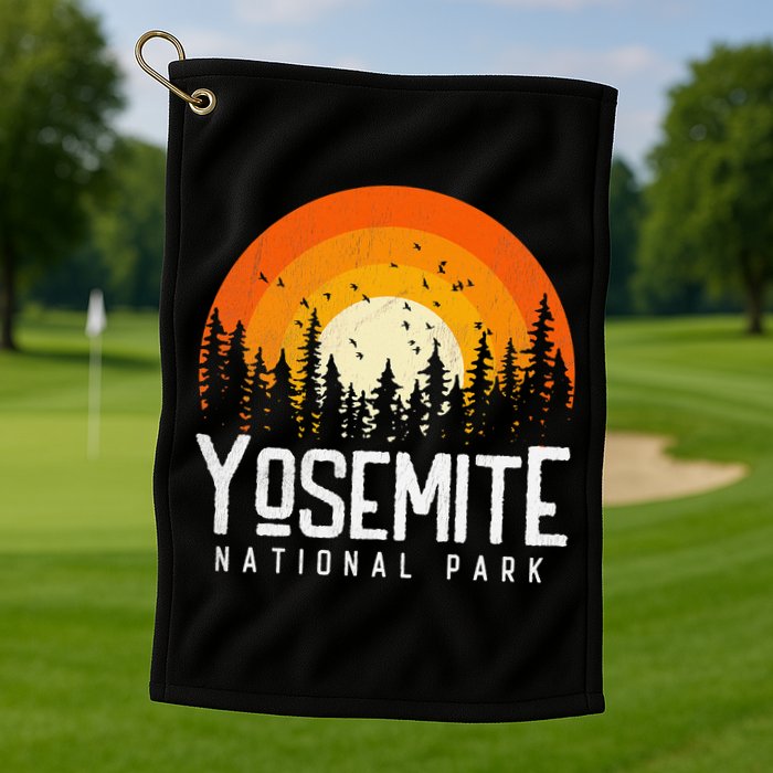 Yosemite US National Park Retro Style Vintage 70s 80s Golf Towel