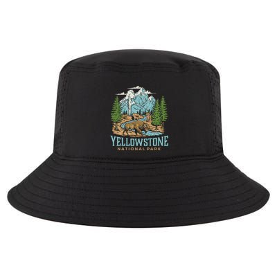 Yellowstone Us National Park Wolf Bison Bear Vintage Cool Comfort Performance Bucket Hat