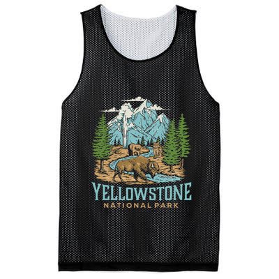 Yellowstone Us National Park Wolf Bison Bear Vintage Mesh Reversible Basketball Jersey Tank
