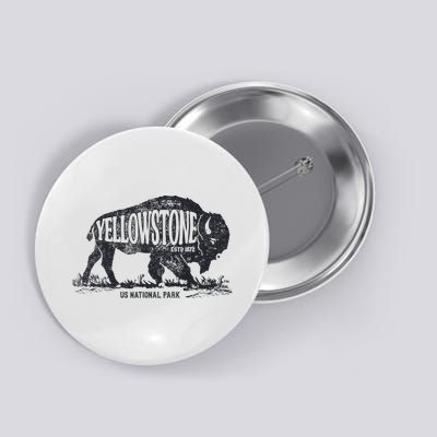 Yellowstone US National Park Bison Buffalo Vintage Men Women Button