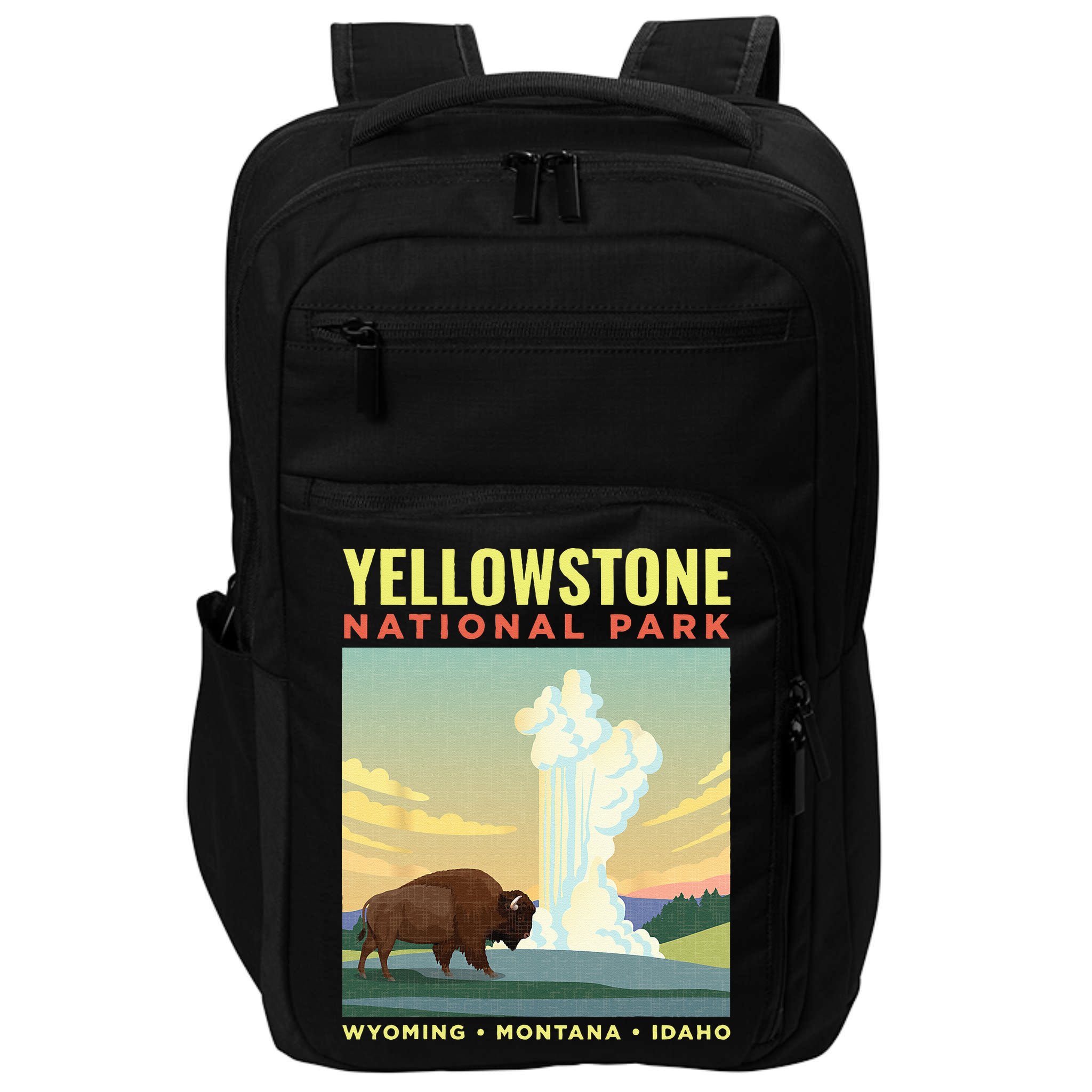 Yellowstone US National Park Bison Vintage Gift Impact Tech Backpack