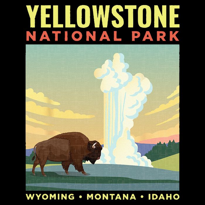 Yellowstone US National Park Bison Vintage Gift Bucket Hat