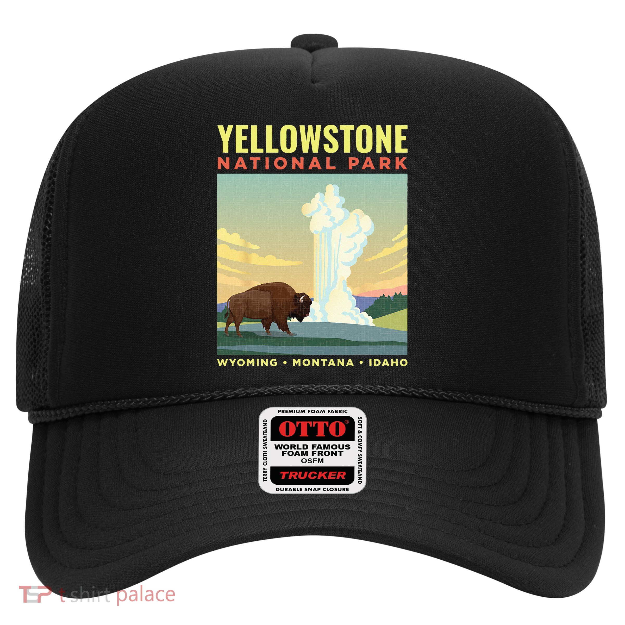 Yellowstone US National Park Bison Vintage Gift Trucker Hat