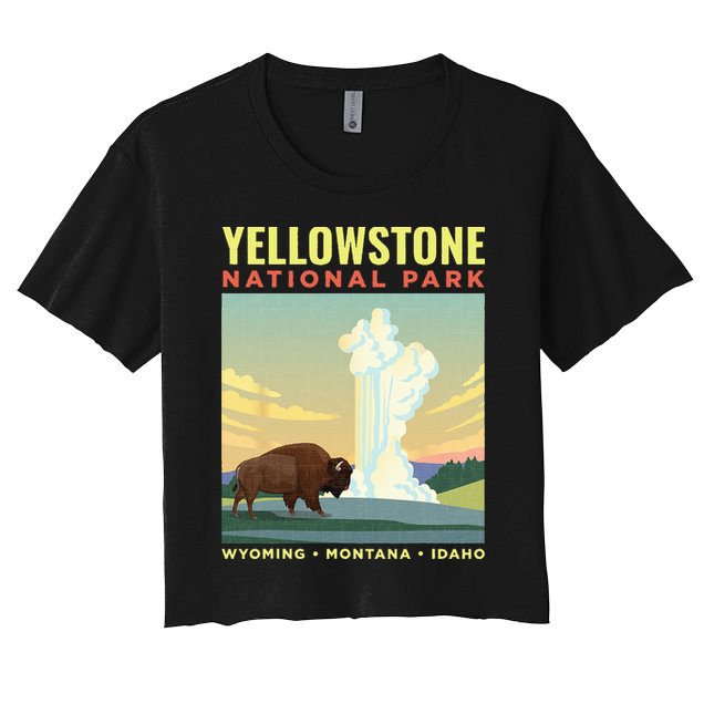 Yellowstone US National Park Bison Vintage Gift Crop Top
