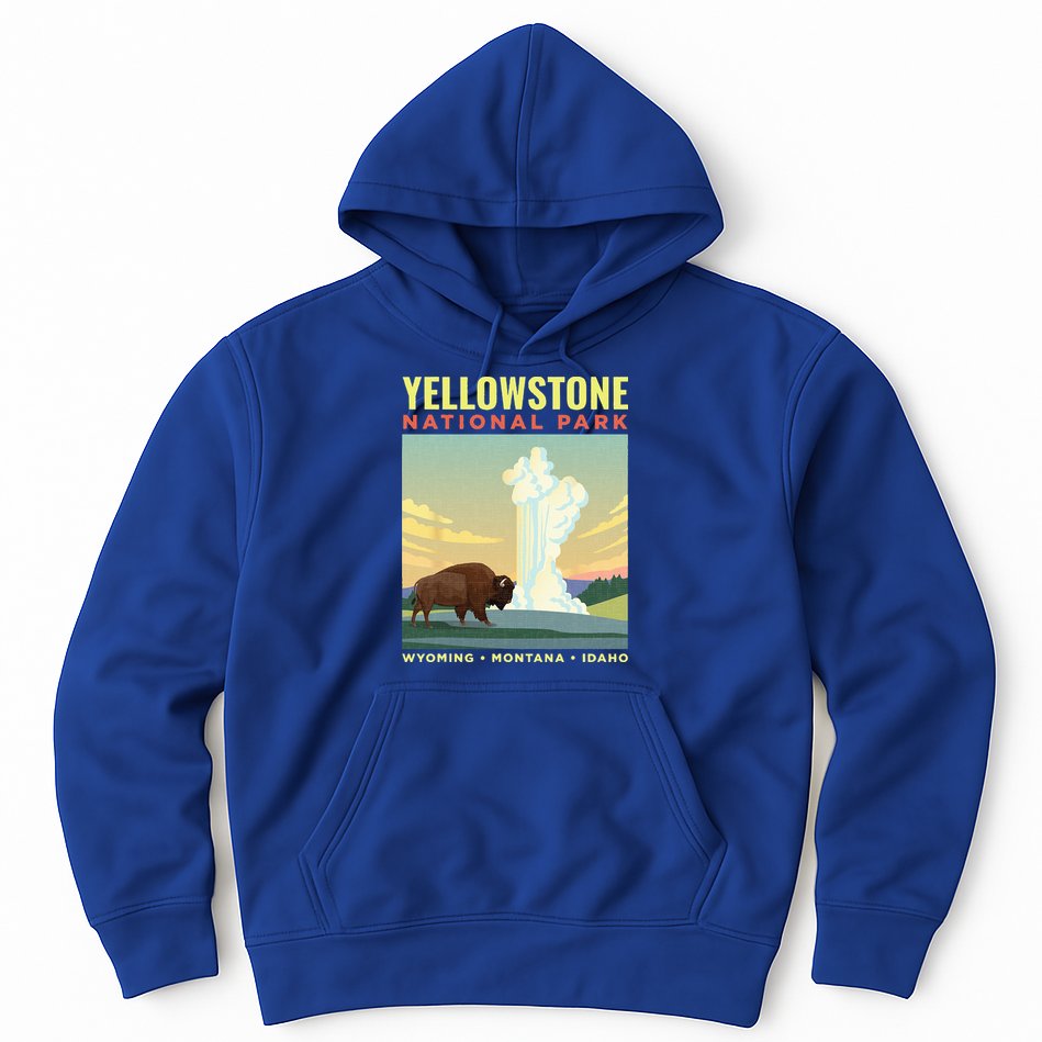 Yellowstone US National Park Bison Vintage Gift Hoodie