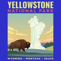 Yellowstone US National Park Bison Vintage Gift Button