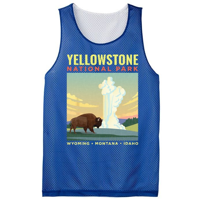 Yellowstone US National Park Bison Vintage Gift Mesh Reversible Basketball Jersey Tank