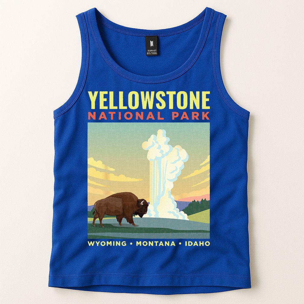 Yellowstone US National Park Bison Vintage Gift Tank Top