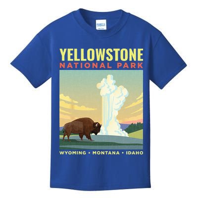 Yellowstone US National Park Bison Vintage Gift Kids T-Shirt