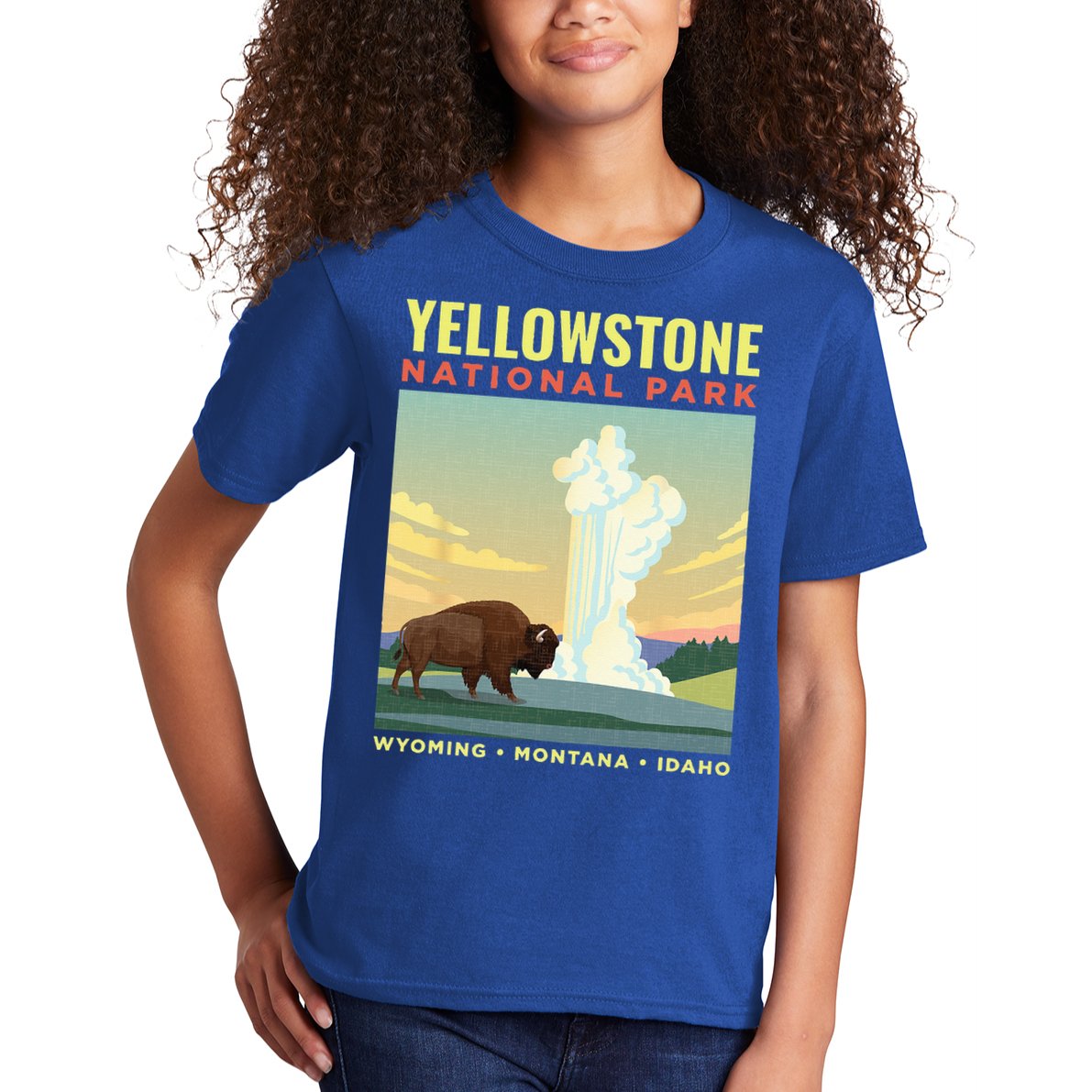 Yellowstone US National Park Bison Vintage Gift Kids T-Shirt