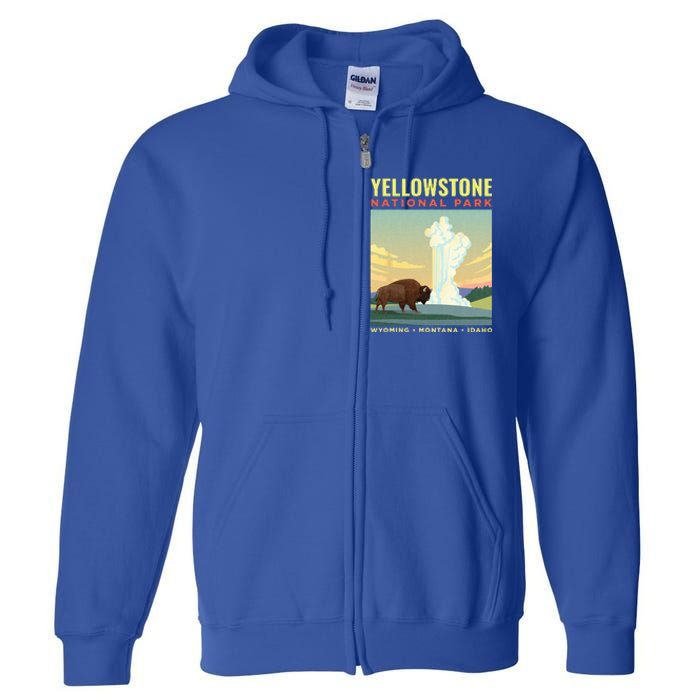 Yellowstone US National Park Bison Vintage Gift Full Zip Hoodie