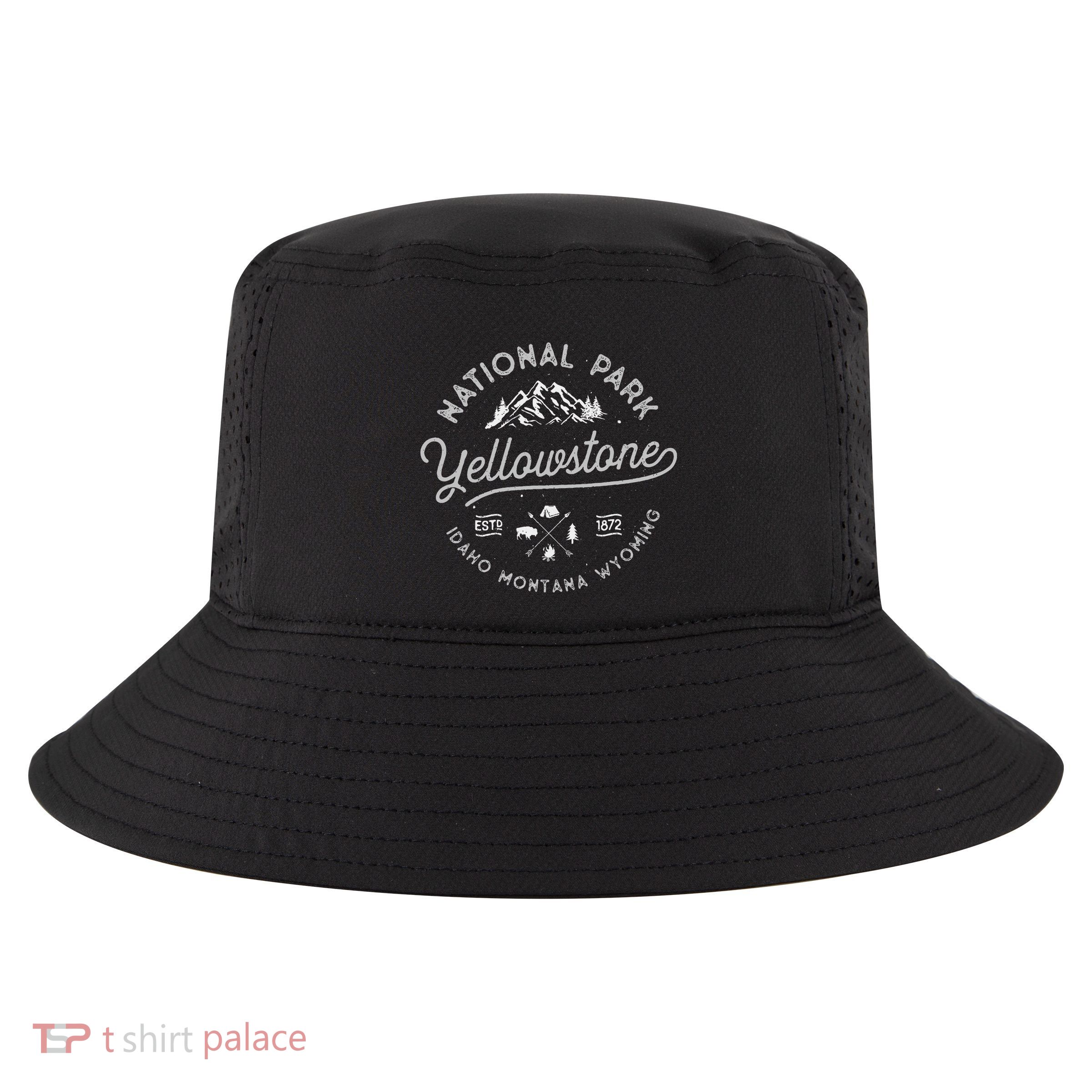 Yellowstone Us National Park Bison Buffalo Cool Comfort Performance Bucket Hat