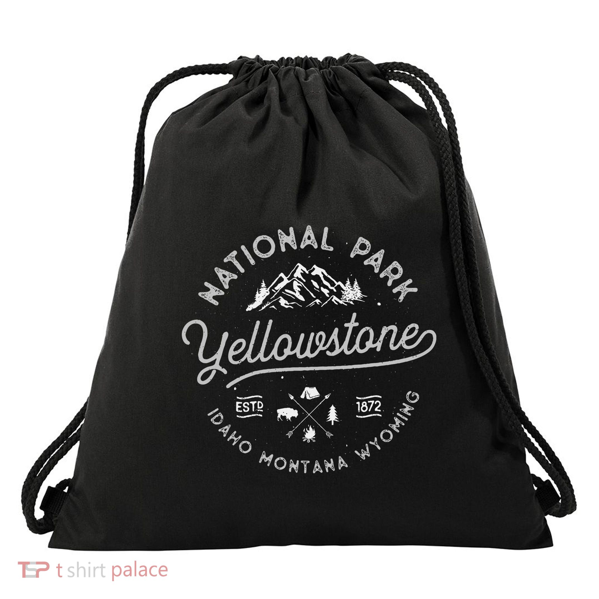 Yellowstone Us National Park Bison Buffalo Drawstring Bag