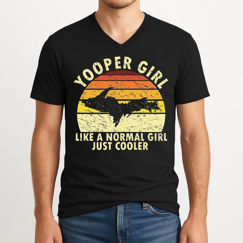 Yooper Upper Peninsula Retro Upper Michigan V-Neck T-Shirt