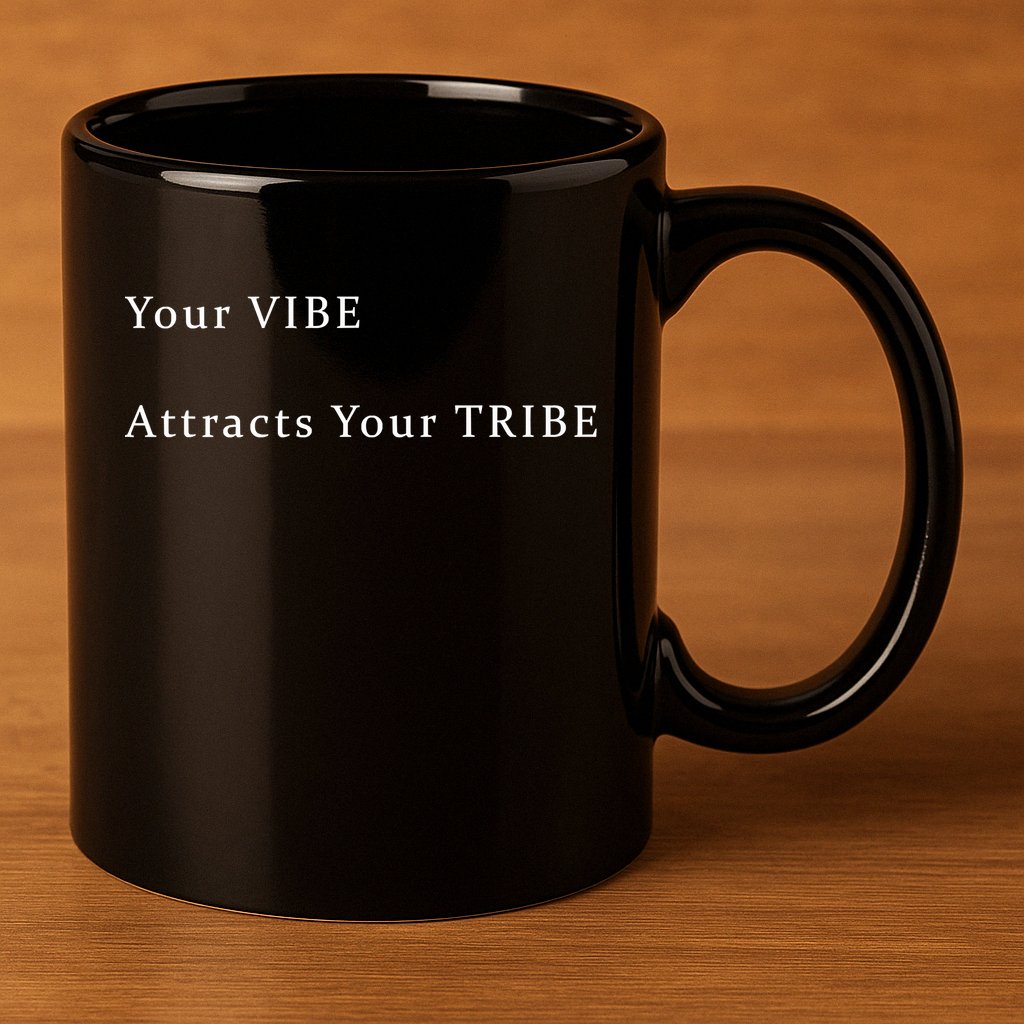 Your VIBE Attracts Your TRIBE Premium 11oz C Handle Ceramic Mug