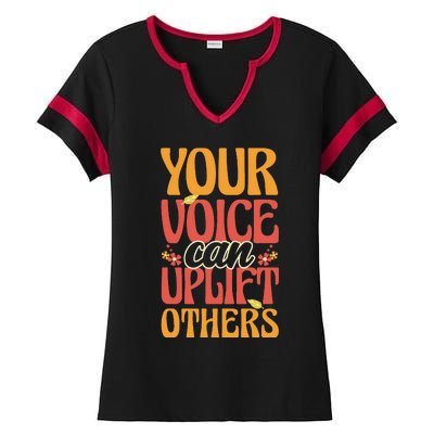 Your Voice Can Uplift Others Mental Health Awareness Ladies Halftime Notch Neck Tee