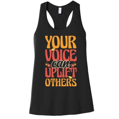 Your Voice Can Uplift Others Mental Health Awareness Women's Racerback Tank