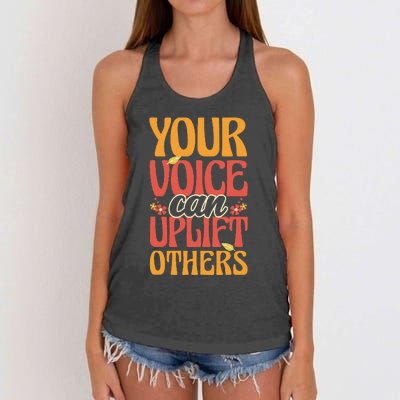 Your Voice Can Uplift Others Mental Health Awareness Women's Knotted Racerback Tank