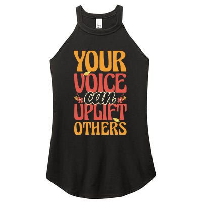 Your Voice Can Uplift Others Mental Health Awareness Women's Perfect Tri Rocker Tank