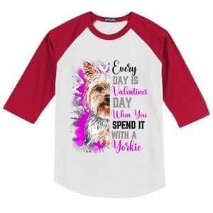 Yorkie Valentines Day Mom Dogs Yorkshire Terrier Mom Mummy Great Gift Kids Colorblock Raglan Jersey