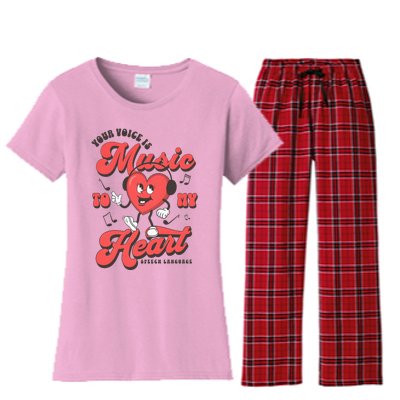 Your Voice Is Music To My Heart Valentine Matching Couple Women's Flannel Pajama Set