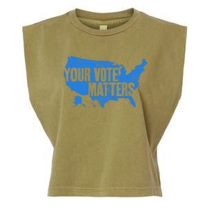 Your Vote Matters Blue Map Garment-Dyed Women's Muscle Tee