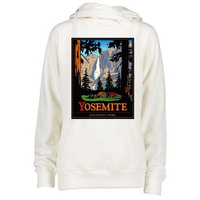 Yosemite Vintage National Park Womens Funnel Neck Pullover Hood