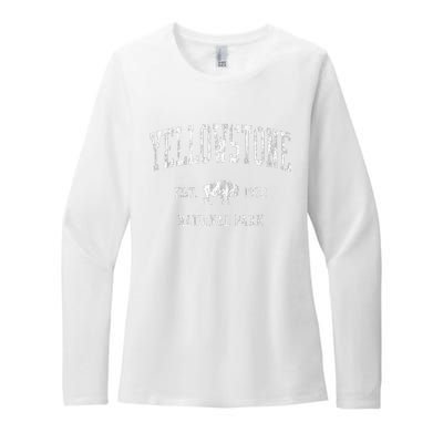 Yellowstone Vintage National Park Sports Design Womens CVC Long Sleeve Shirt