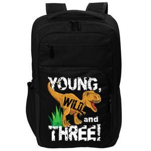 Young Wild And Three (3) Dinosaur Trex Birthday Boy Impact Tech Backpack