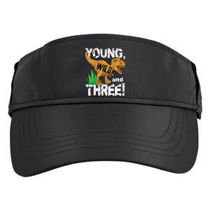 Young Wild And Three (3) Dinosaur Trex Birthday Boy Adult Drive Performance Visor