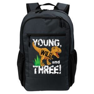 Young Wild And Three (3) Dinosaur Trex Birthday Boy Daily Commute Backpack